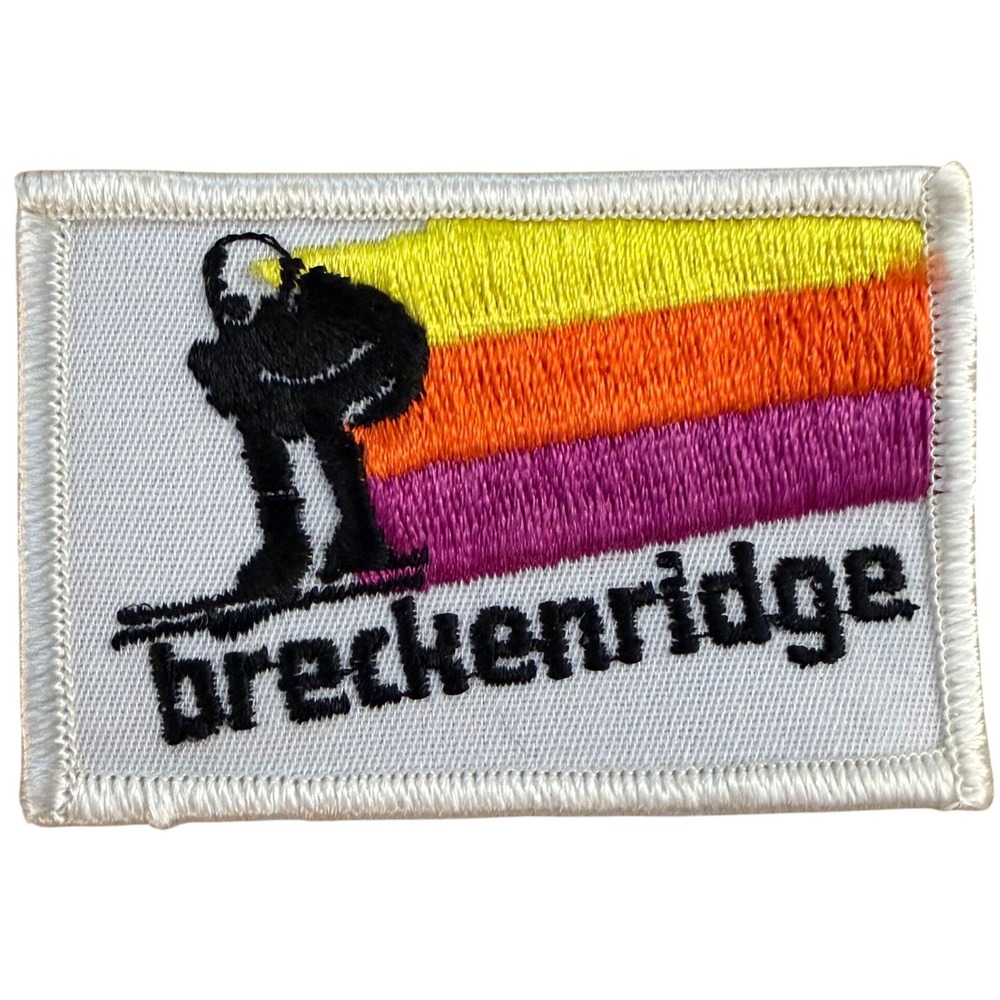 Vintage Breckenridge Colorado Ski Patch Retro Rainbow Skier Embroidered Souvenir